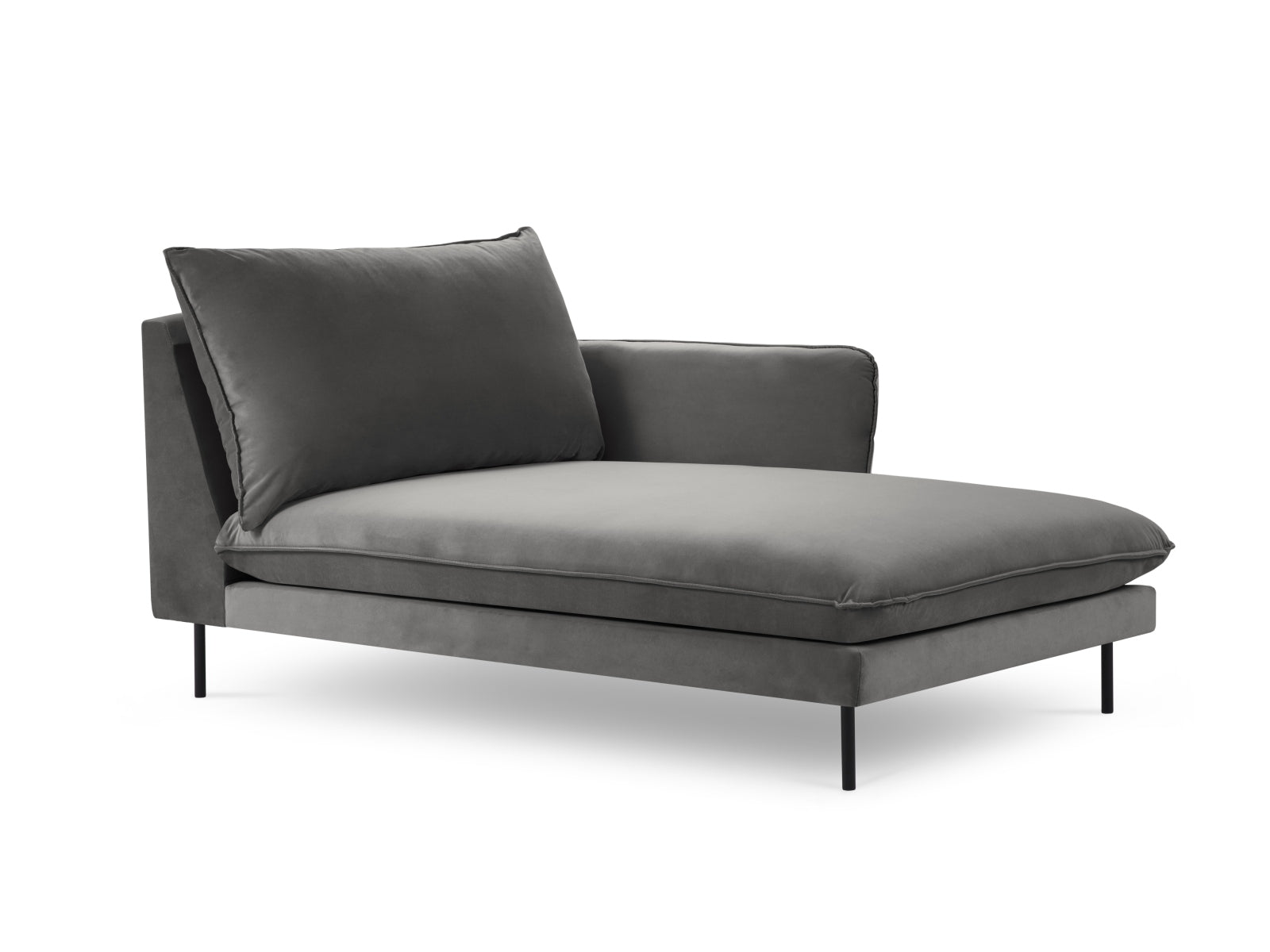 Vienna Velour Sofa Chaise Lounge rechts 1 Sitz 110cm in Grey/Schwarz präsentiert im Onlineshop von KAQTU Design AG. L-Sofa rechts ist von Cosmopolitan Design
