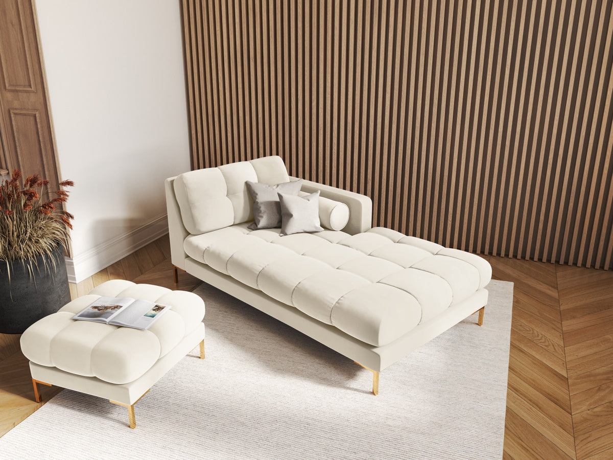 Modulares Sofa 1-Sitzer Chaise Longue rechts Bali mit Stoffbezug und Metallbeinen