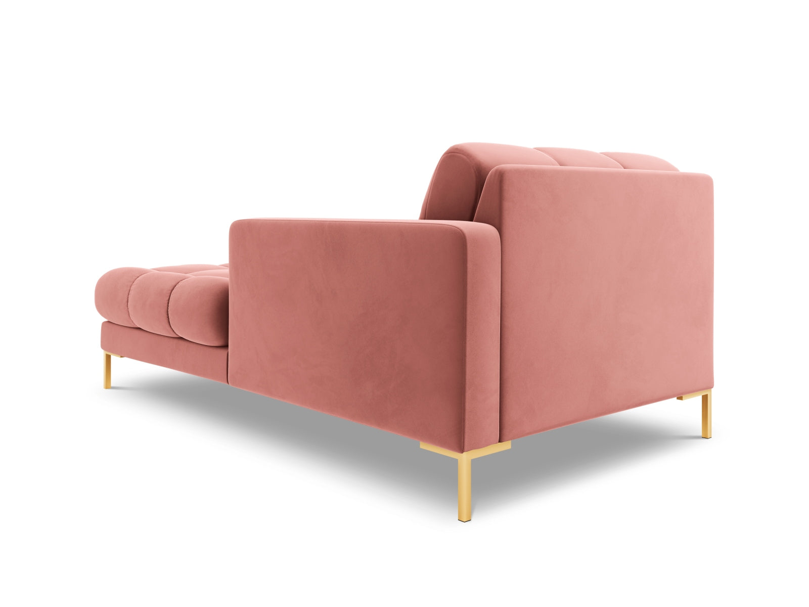 Elegante 1-Sitzer Chaise Longue rechts Bali in auffälligem Pink-Bluvel, perfekt für moderne Wohnkonzepte und stilvolle Akzente.