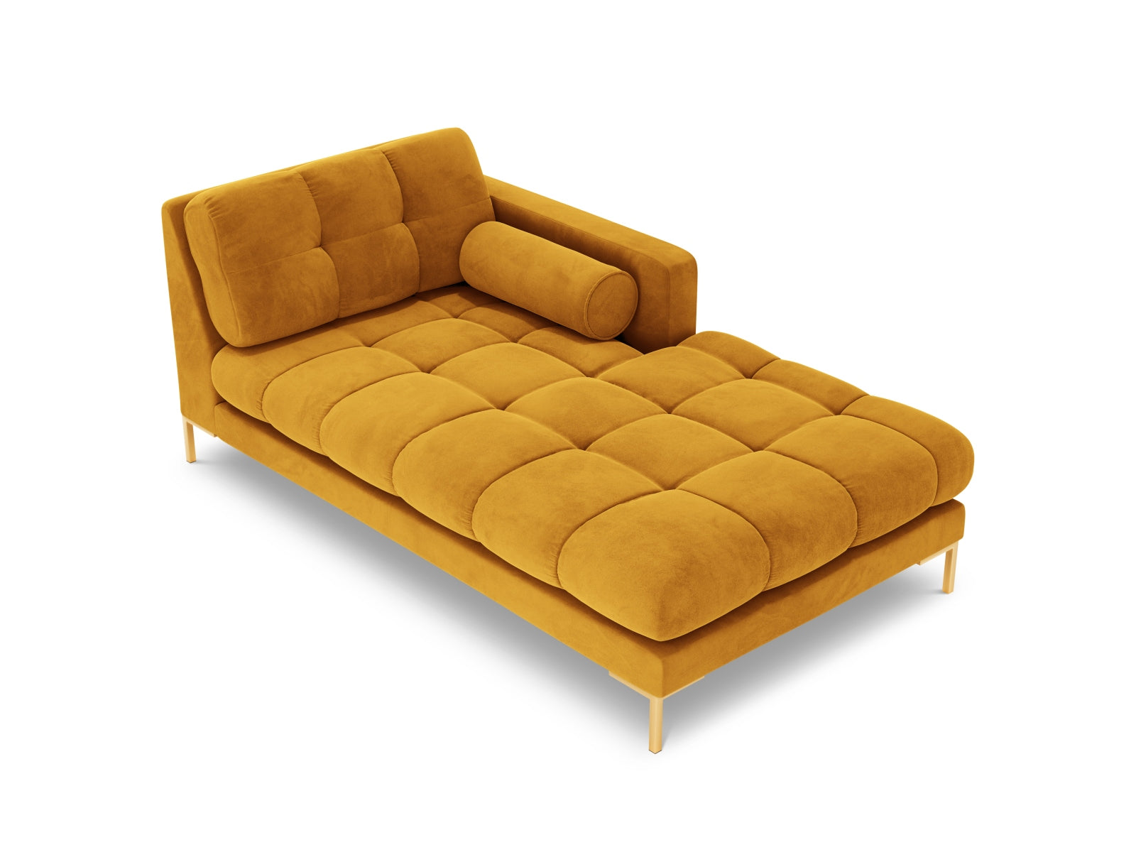 Elegante 1-Sitzer Chaise Longue rechts Bali in leuchtendem Gelb, perfekt für stilvolle Akzente in jedem modernen Wohnraum.