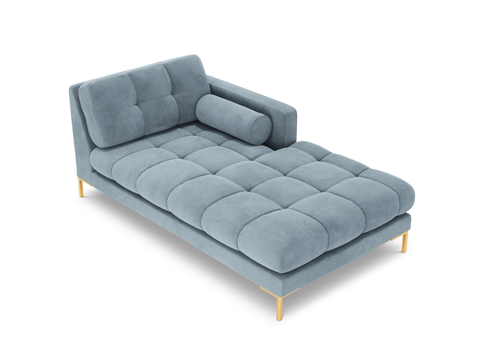 Moderne 1-Sitzer Chaise Longue rechts Bali in zartem Hellblau, perfekt für gemütliche Ecken und geschmackvolle Einrichtung.