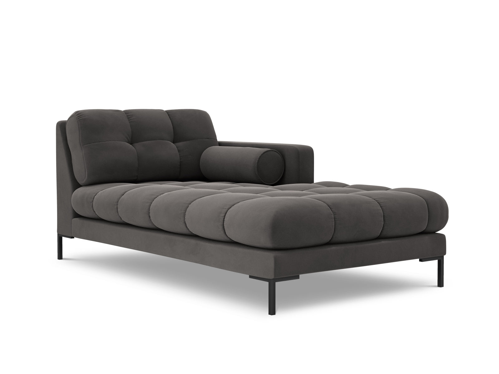 1-Sitzer Chaise Longue rechts Bali in Dark Grey-Bluvel präsentiert im Onlineshop von KAQTU Design AG. Modulares Sofa ist von Cosmopolitan Design