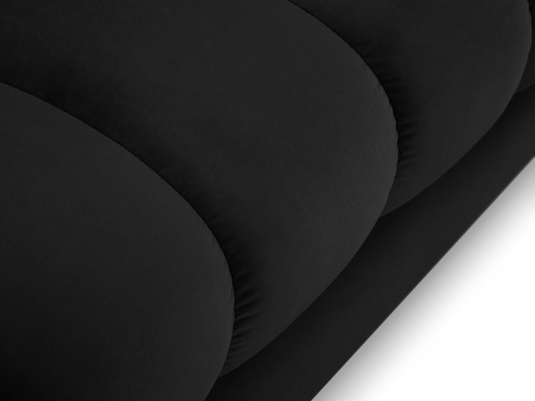 Moderne 1-Sitzer Chaise Longue rechts Bali in edlem Black-Bluvel, perfekt für stilvolle Wohnräume und entspannende Momente.