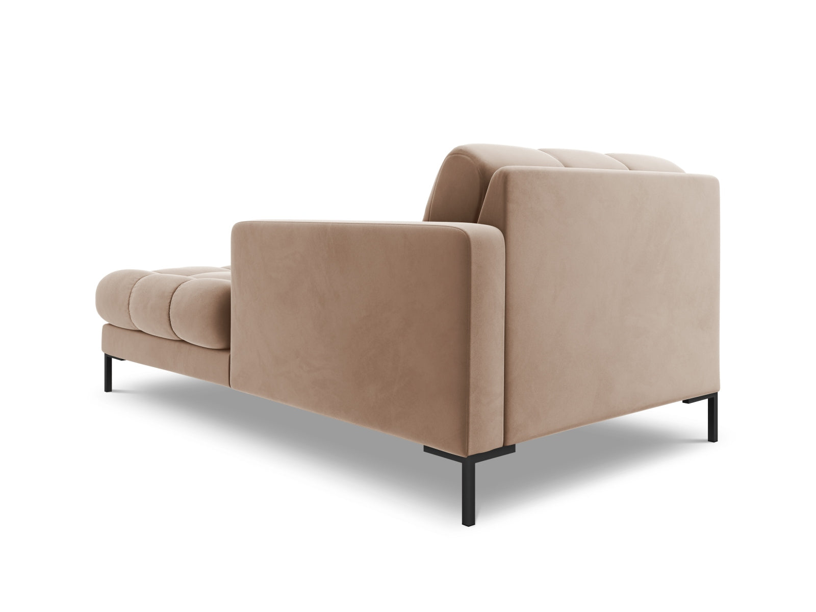 Elegante rechte 1-Sitzer Chaise Longue Bali in sanftem Beige-Bluvel, ideal für moderne Wohnkonzepte und entspannende Momente.