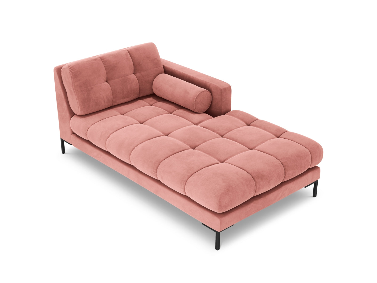 Elegante 1-Sitzer Chaise Longue rechts Bali in Pink-Bluvel, ideal für stilvolle Wohnräume. Teil der modularen Sofaserie von Cosmopolitan Design.