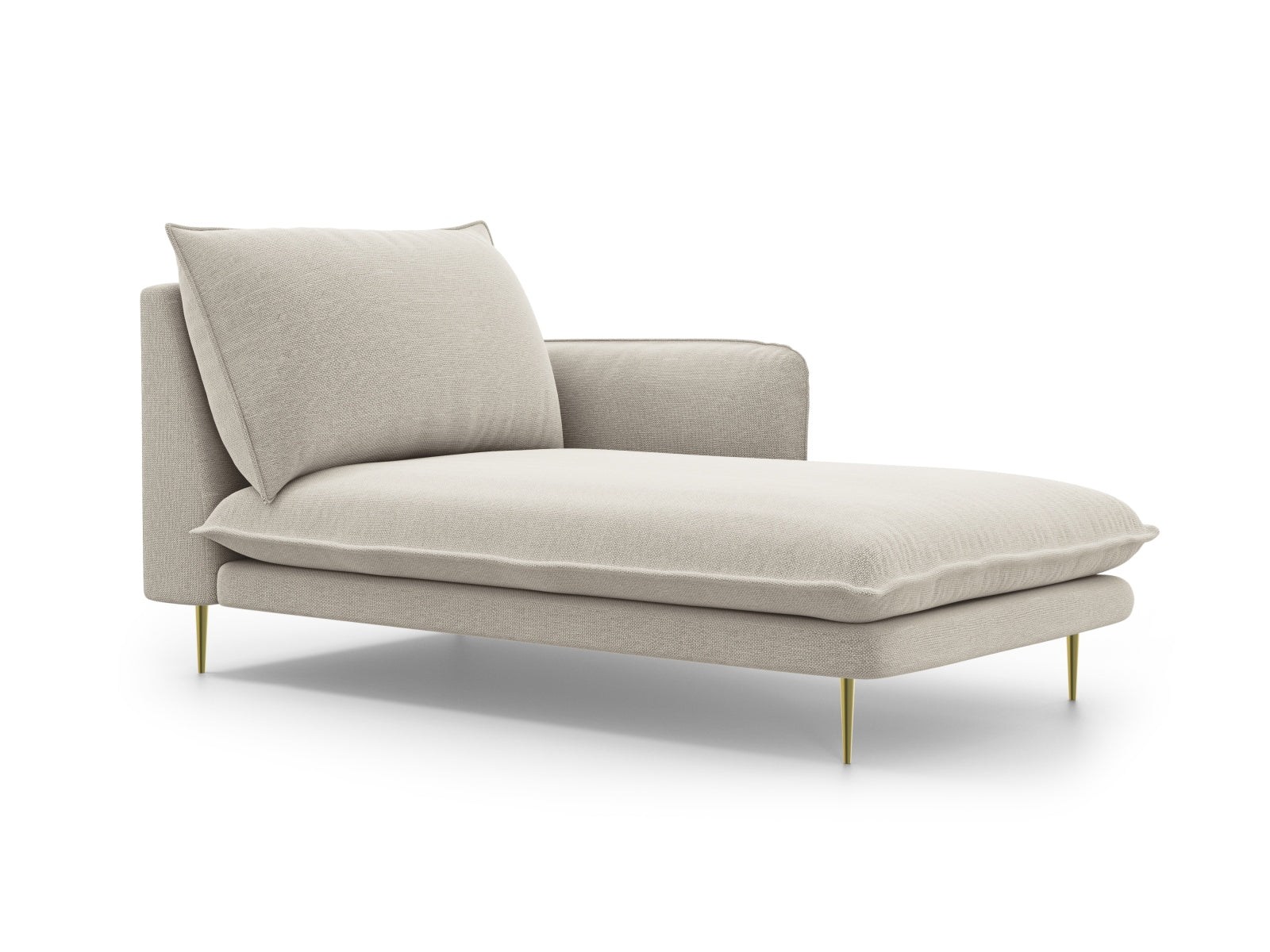 Vienna Sofa Chaise Lounge rechts 1 Sitz 110cm in Light Beige/Gold-Positano präsentiert im Onlineshop von KAQTU Design AG. L-Sofa rechts ist von Cosmopolitan Design