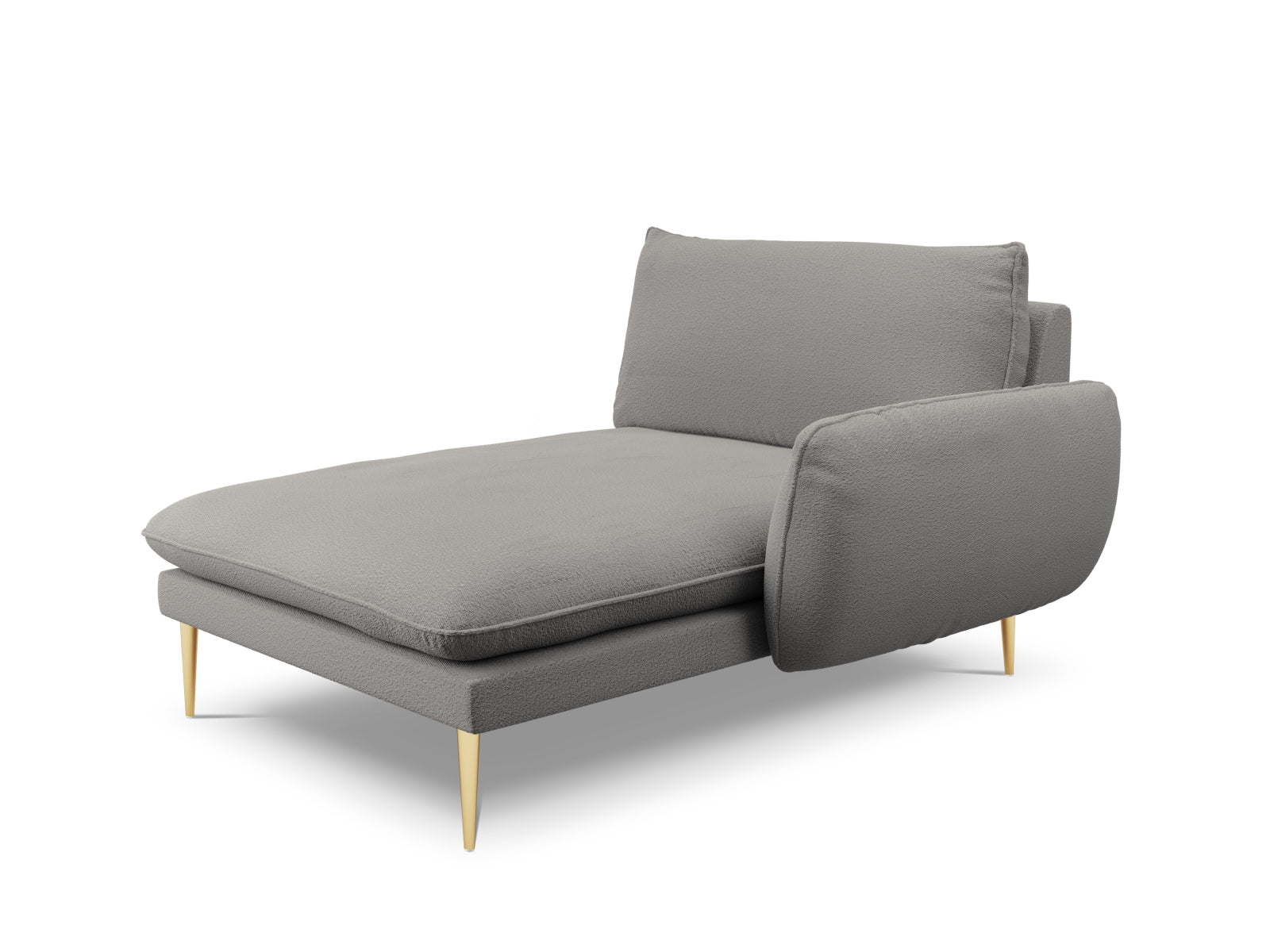 Vienna Boucle Sofa Chaise Lounge rechts 1 Sitz 110cm in Grey/Gold-Ascot präsentiert im Onlineshop von KAQTU Design AG. L-Sofa rechts ist von Cosmopolitan Design