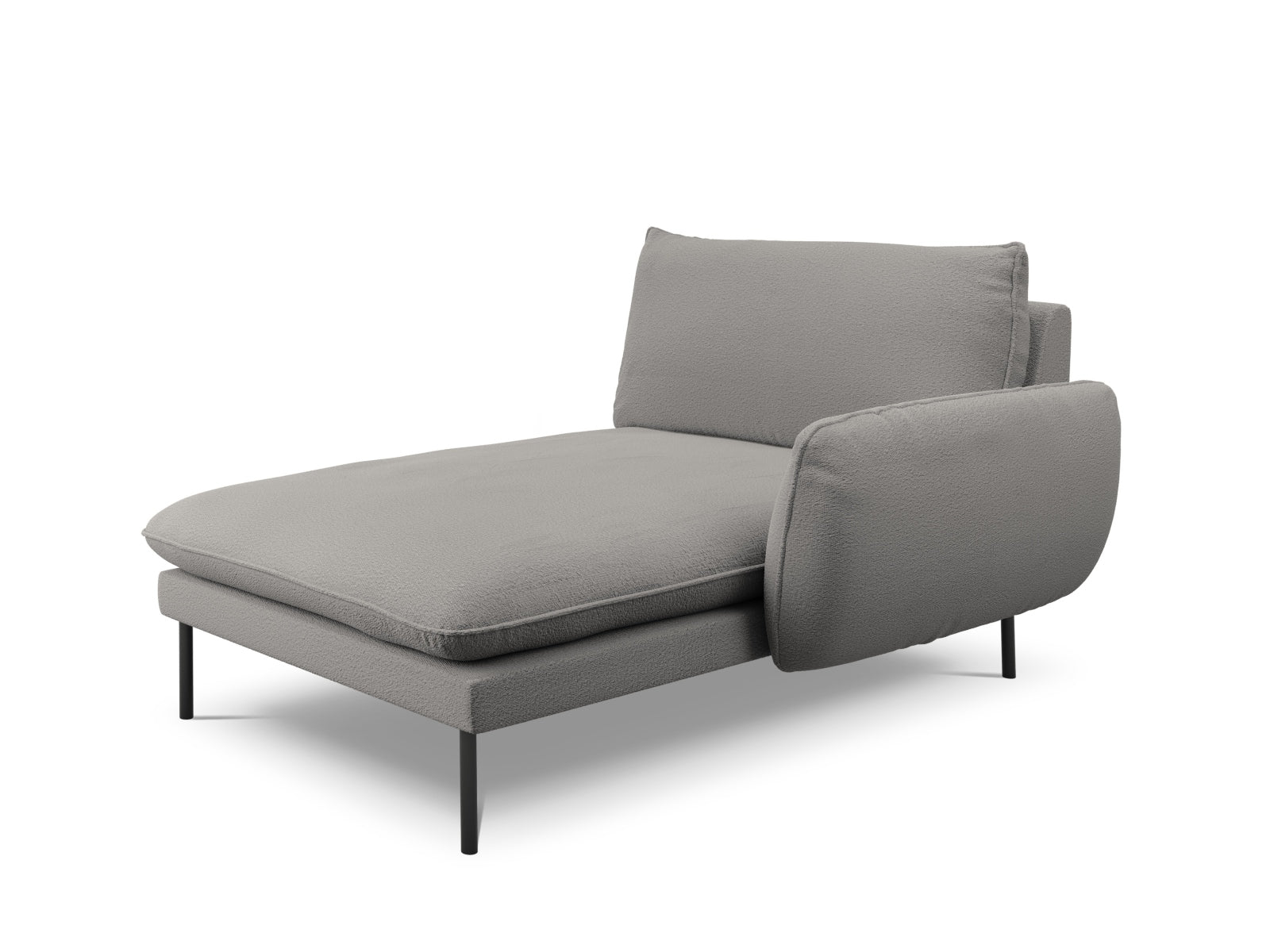 Vienna Boucle Sofa Chaise Lounge rechts 1 Sitz 110cm in Grey/Schwarz-Ascot präsentiert im Onlineshop von KAQTU Design AG. L-Sofa rechts ist von Cosmopolitan Design