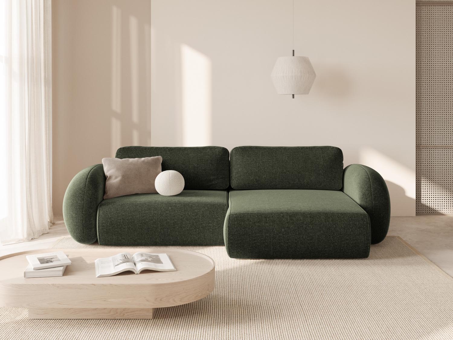 Tonale Ecksofa mit Schlaffunktion und Stauraum 4 Sitzer in Green präsentiert im Onlineshop von KAQTU Design AG. Ecksofa ist von Cosmopolitan Design