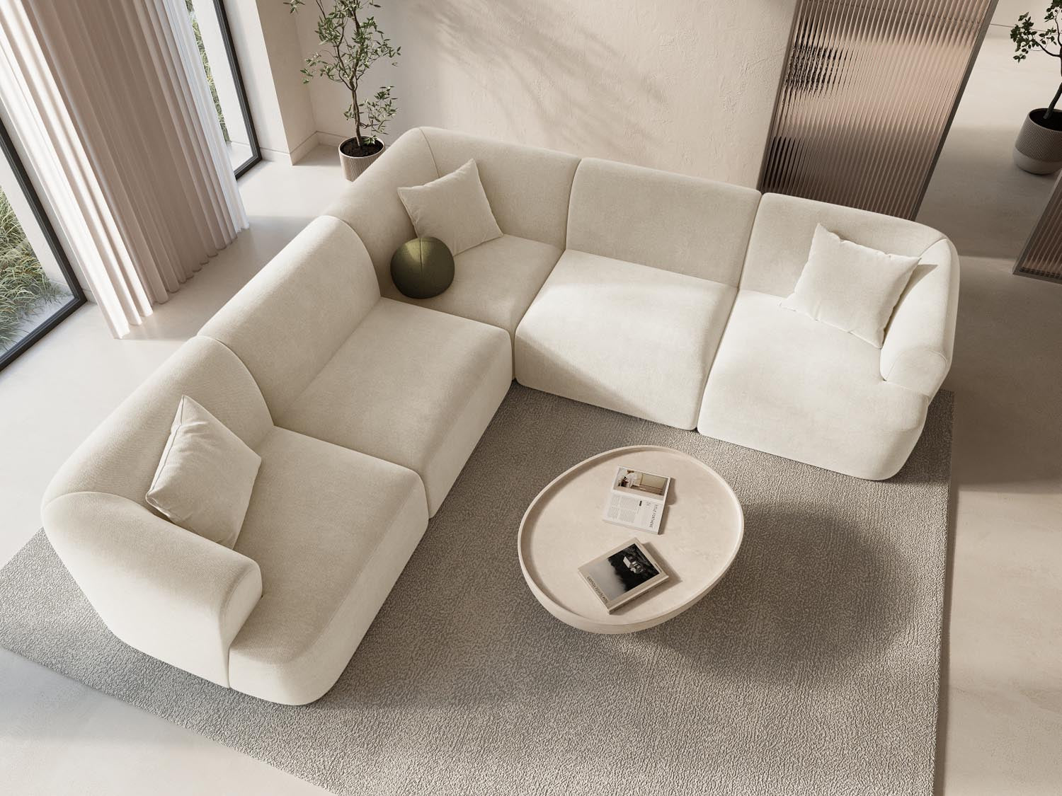 Entdecken Sie das stilvolle Campi Velour Modular Ecksofa 6 Sitzer von Cosmopolitan Design – perfekt für moderne Wohnkonzepte, flexibel und bequem.