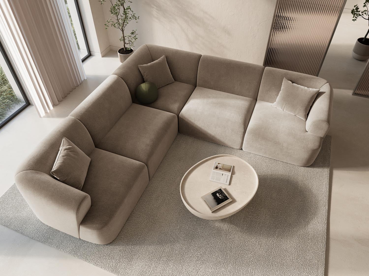 Entdecken Sie das stilvolle Campi Velour Modular Ecksofa 6 Sitzer von Cosmopolitan Design – perfekt für moderne Wohnkonzepte, flexibel und bequem.