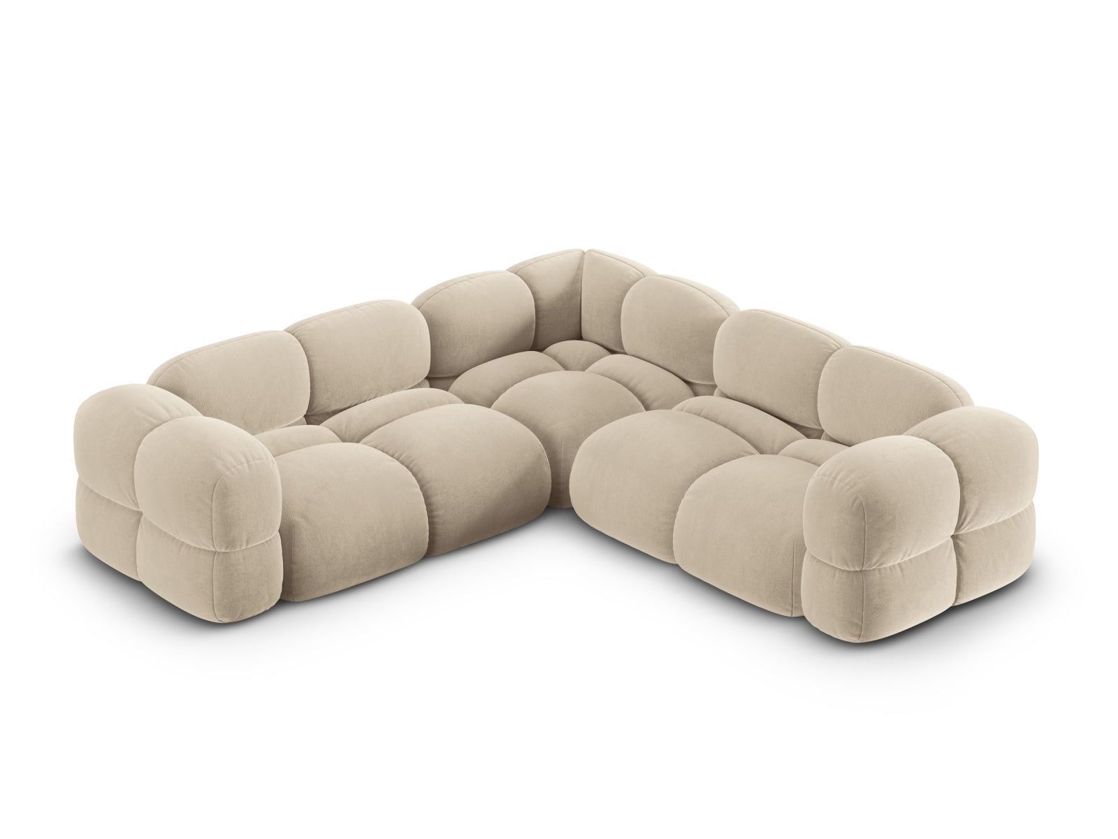 Loretto Velour Symmetrical Ecksofa 4 Sitzer 250cm in Light Beige-Vogue präsentiert im Onlineshop von KAQTU Design AG. Ecksofa ist von Cosmopolitan Design