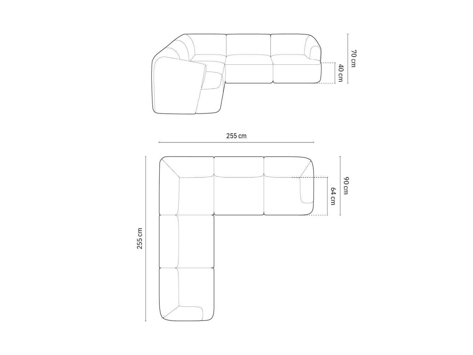 Symmetrisches 6-Sitzer Ecksofa Campi in modernem Design, perfekt für gemütliche und stilvolle Wohnlandschaften von Cosmopolitan Design.