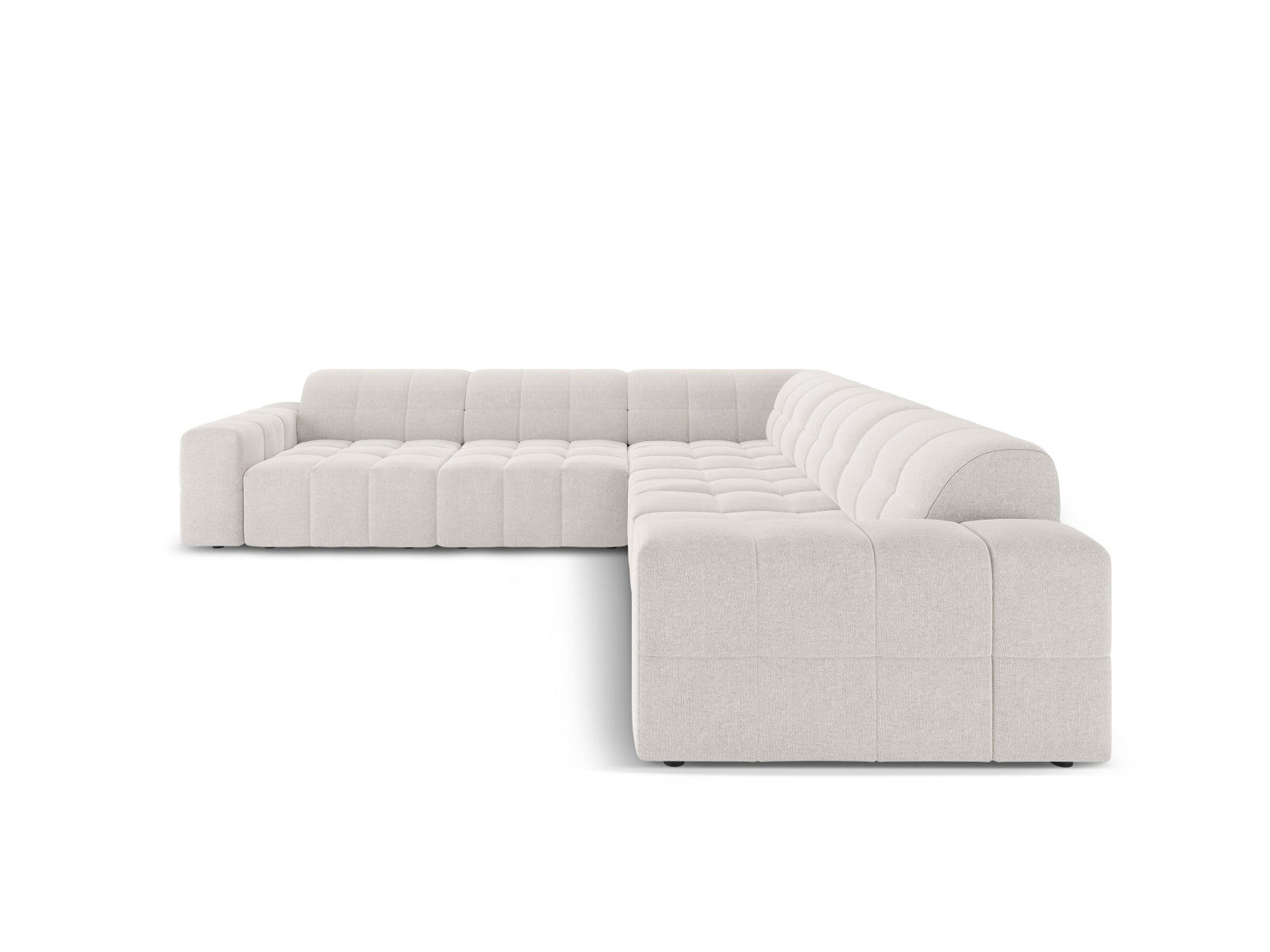 Elegantes 4-Sitzer Ecksofa Chicago in hellem Grau, 287 cm, perfekt für zeitgemäße Wohnkonzepte von Cosmopolitan Design.
