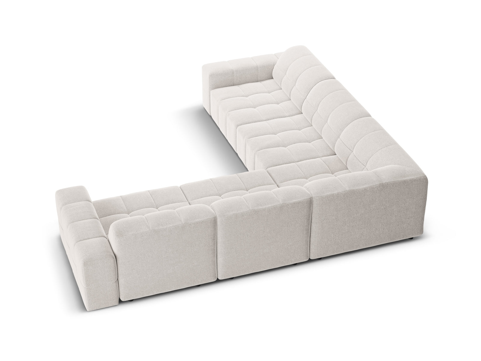 Modernes Chicago Ecksofa in sanftem Grau, 287 cm, ideal für stilvolle Wohnräume und gemütliche Zusammenkünfte von Cosmopolitan Design.