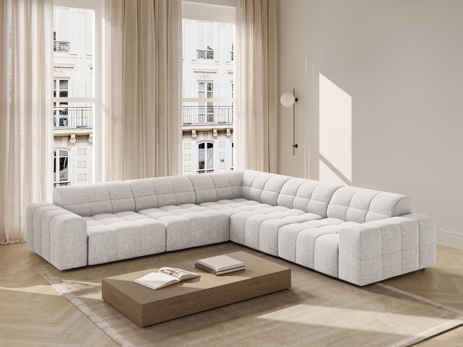 Chicago Ecksofa 4 Sitzer 287cm in Light Grey präsentiert im Onlineshop von KAQTU Design AG. Ecksofa ist von Cosmopolitan Design
