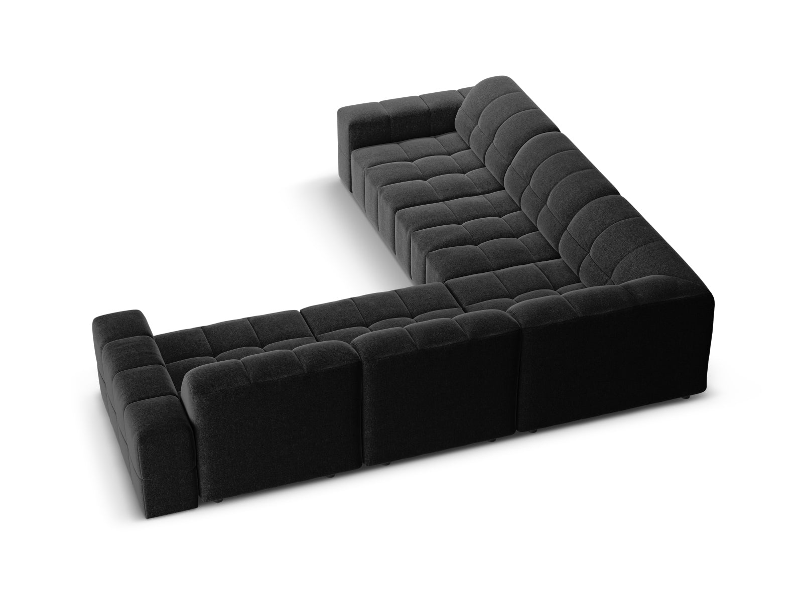 Elegantes Chicago Ecksofa in Schwarz, 4-Sitzer, 287 cm, ideal für gemütliche und stilvolle Wohnräume.