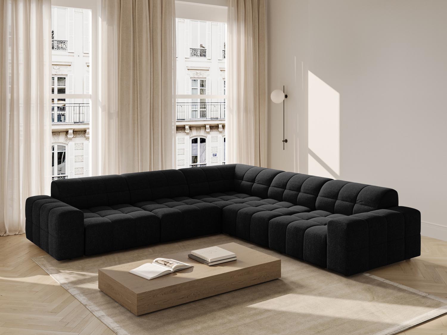 Chicago Ecksofa 4 Sitzer 287cm in Black präsentiert im Onlineshop von KAQTU Design AG. Ecksofa ist von Cosmopolitan Design
