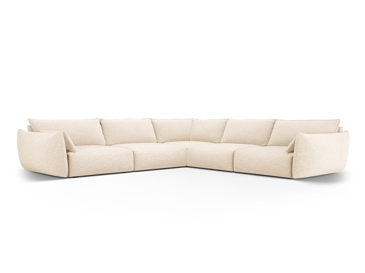 Ecksofa 7-Sitzer Symmetric Matera mit Stoffbezug und schwarzen Kunststoffbeinen