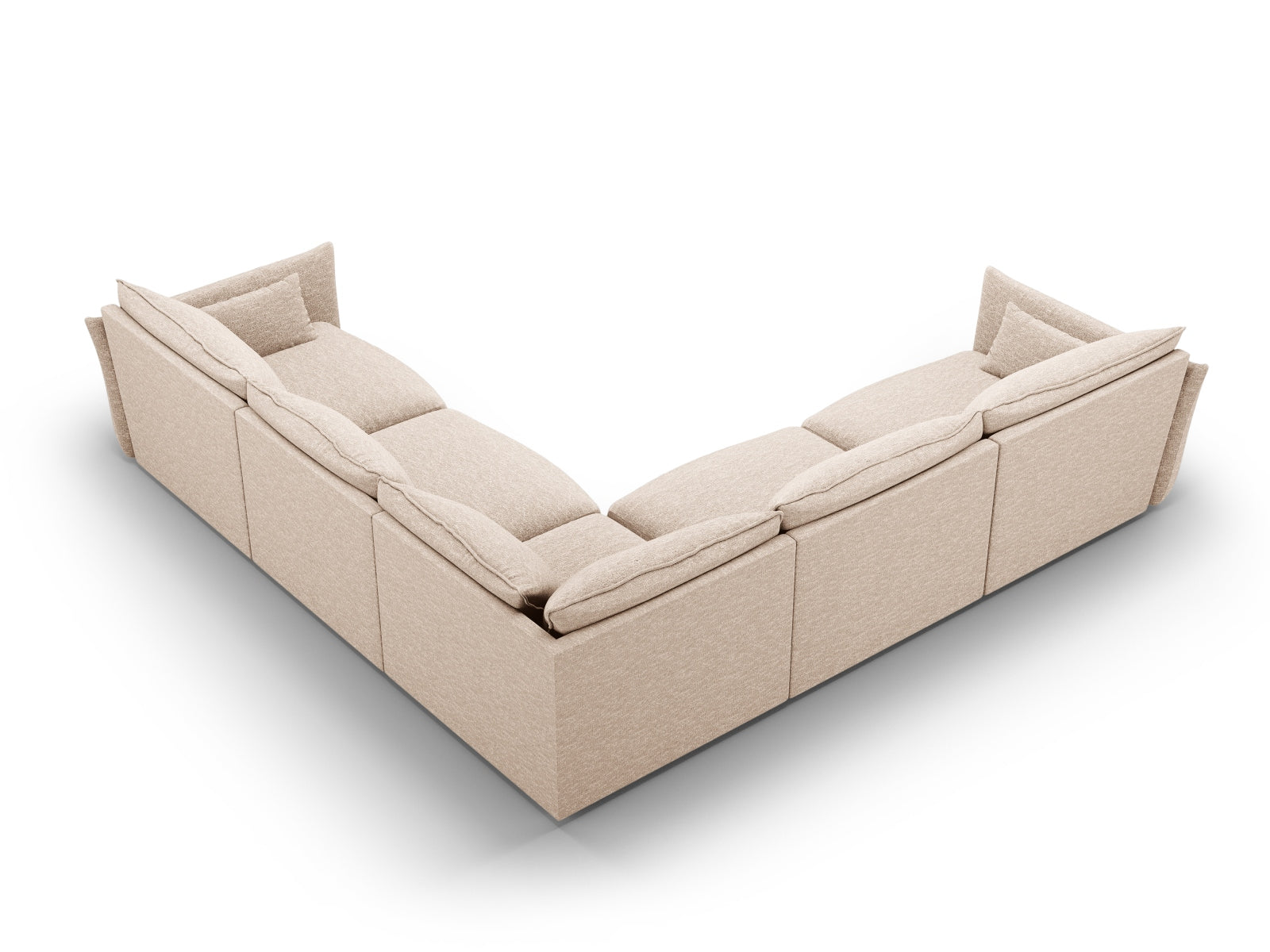 Beige 7-Sitzer Ecksofa Symmetric Matera von Cosmopolitan Design, stilvolles Möbelstück für entspannte Stunden und gesellige Zusammenkünfte.