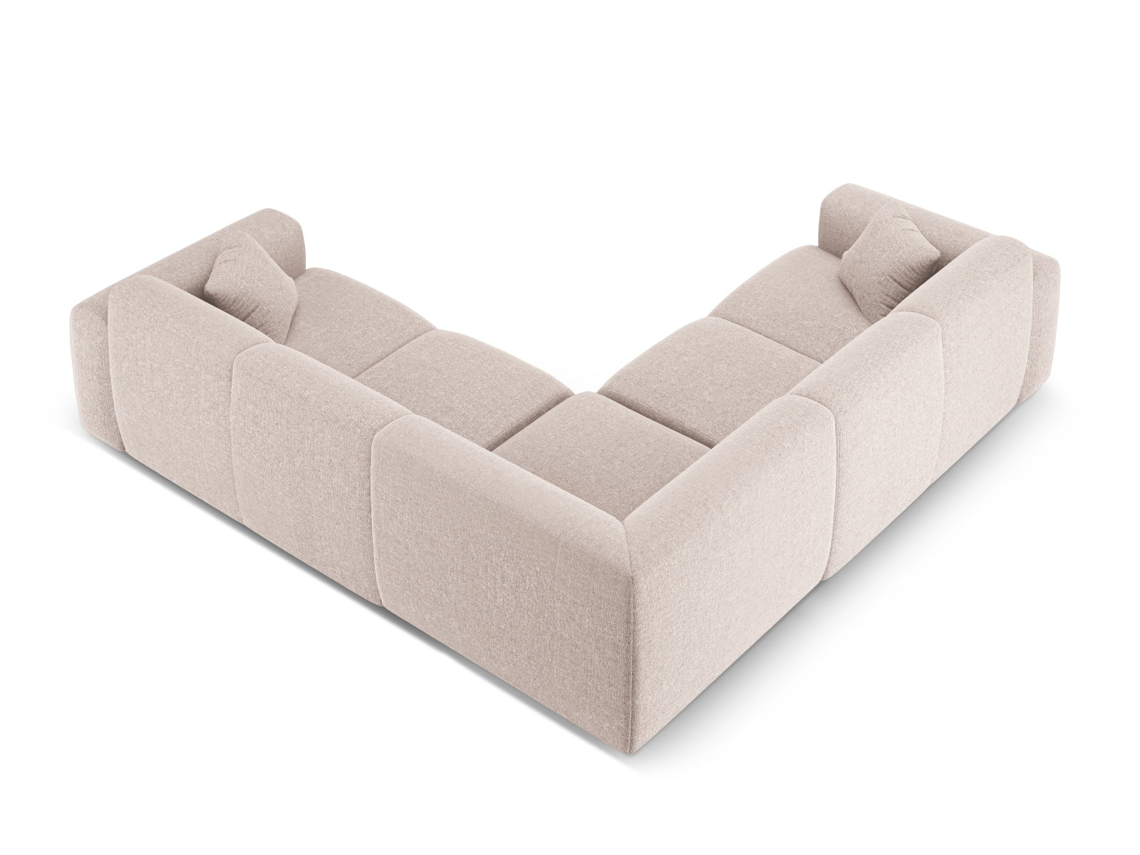 Beige Nolio Symmetrical Ecksofa für 5 Personen, 252 cm, stilvolles und modernes Möbelstück von Cosmopolitan Design, ideal für entspannte Abende.
