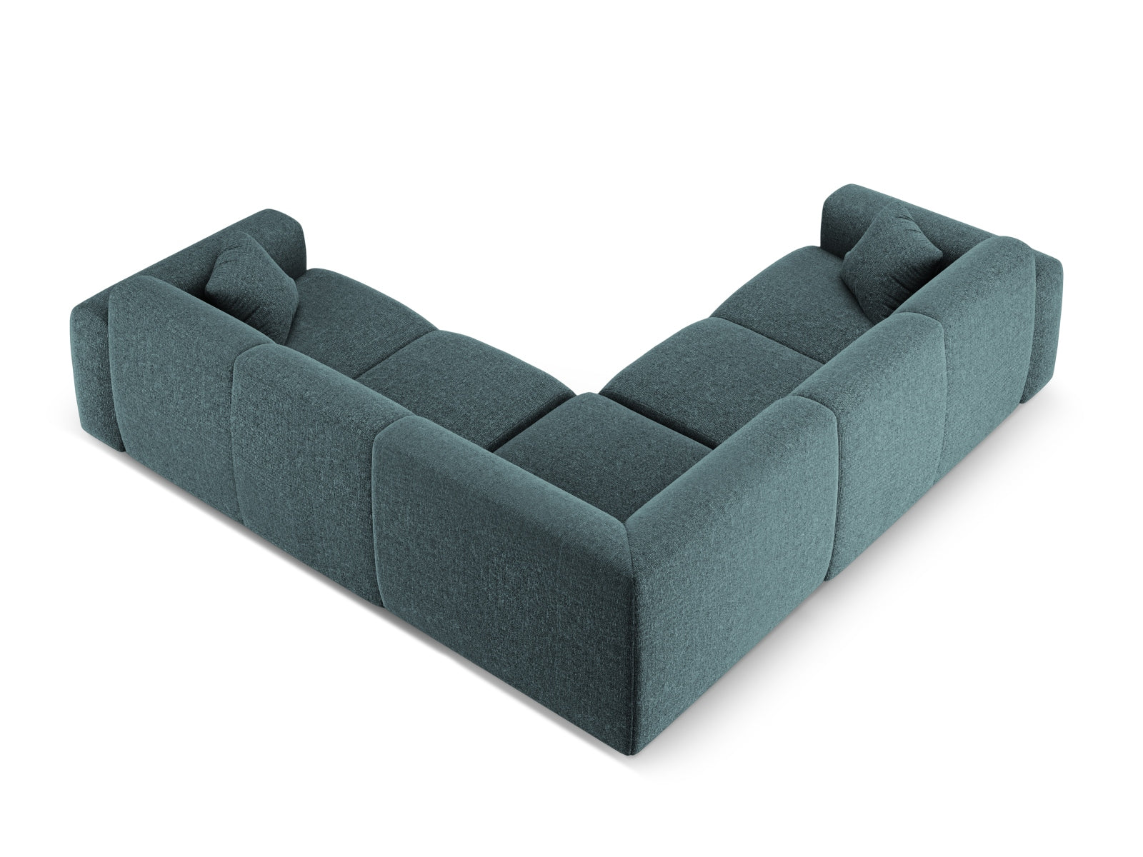 Elegantes Nolio Ecksofa in Petrol-Haga, 252 cm, bietet Platz für fünf Personen und verleiht jedem Raum einen modernen Akzent.