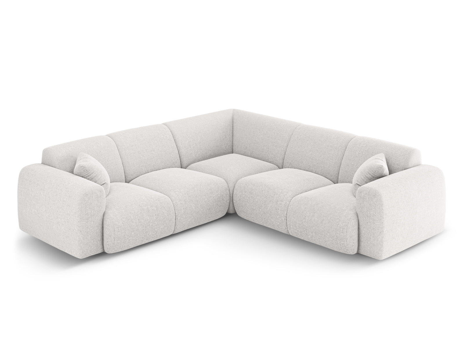 Modernes Nolio Symmetrical Ecksofa in sanftem Hellgrau, großzügiger 5-Sitzer mit 252 cm, perfekt für gemütliche und stilvolle Wohnzimmer.