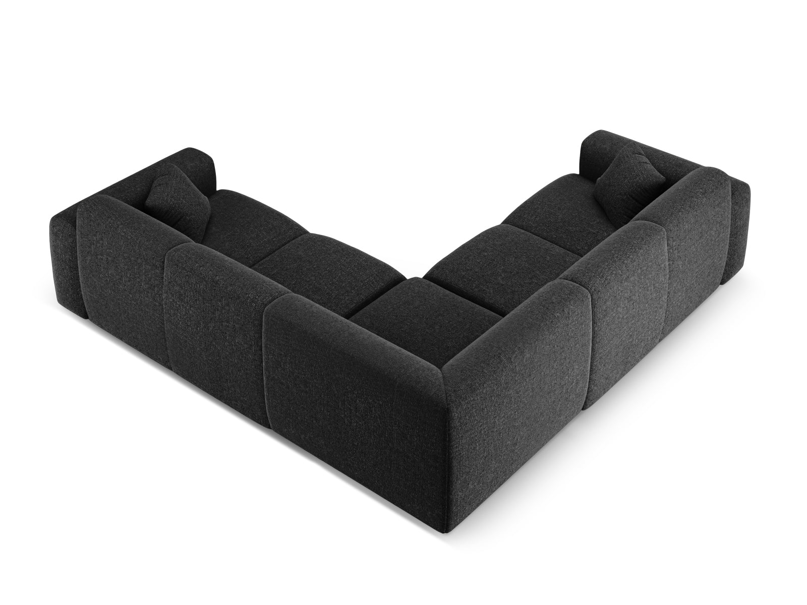 Elegantes Nolio Ecksofa in Schwarz, 5-Sitzer, 252 cm, ideal für stilvolle und moderne Wohnräume von Cosmopolitan Design.