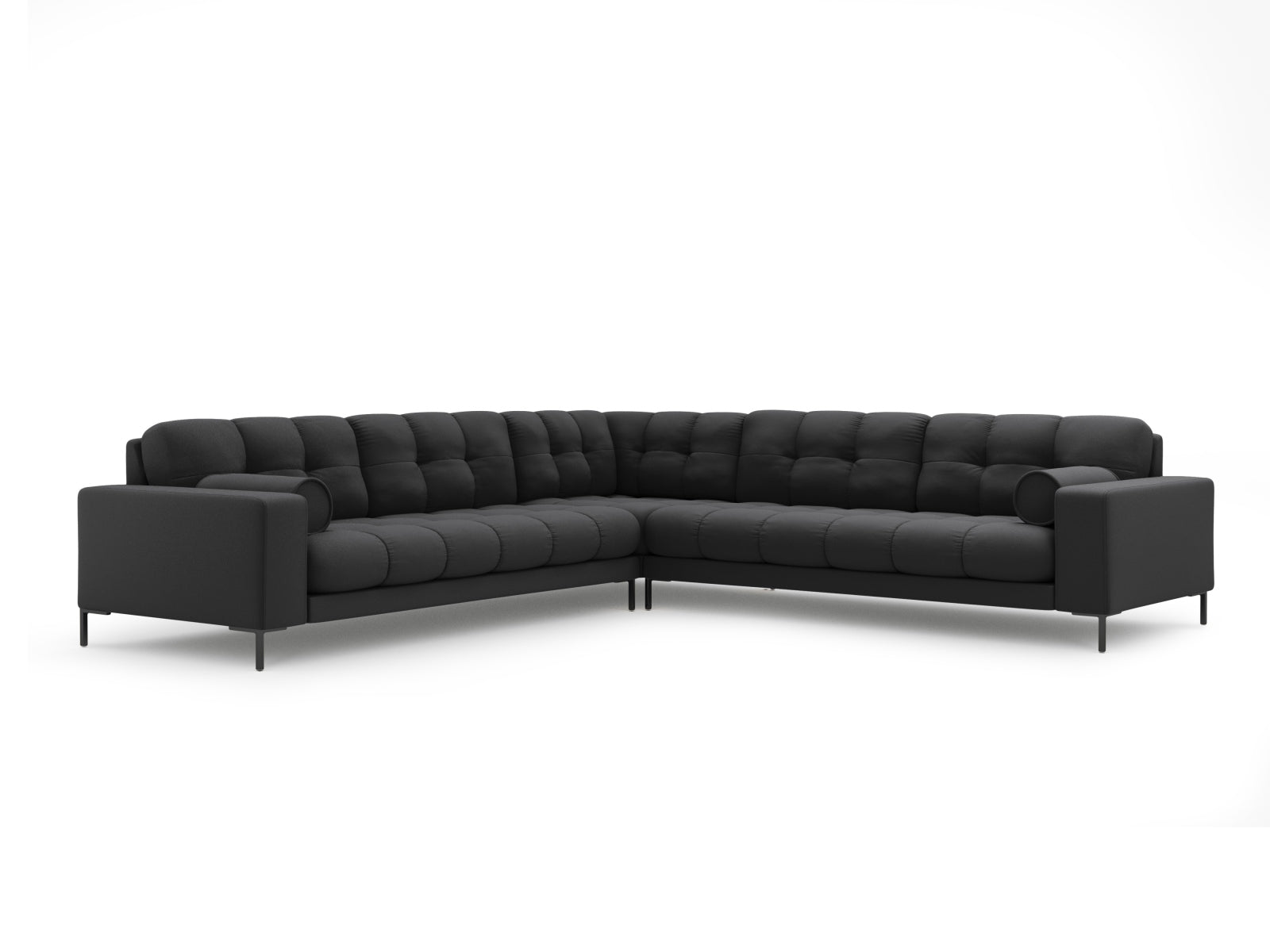 Elegantes 6-Sitzer Ecksofa Symmetric Bali in dunklem Grau, ideal für stilvolle Wohnräume und gesellige Abende.