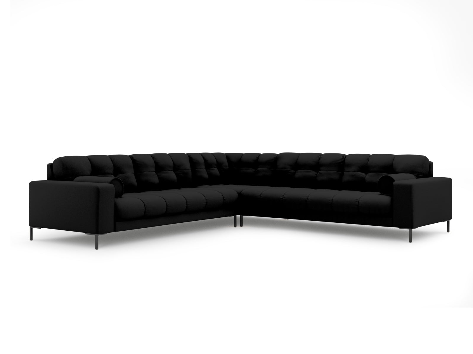 Elegantes 6-Sitzer Ecksofa Symmetric Bali in Schwarz und Neve, ideal für modernes Wohnen und gesellige Stunden mit Freunden.