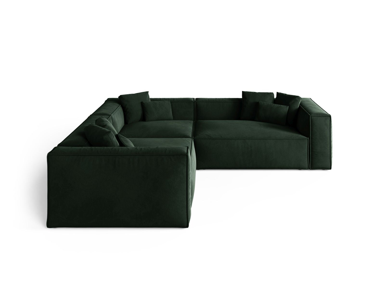 Elegantes 5-Sitzer Ecksofa Symmetric Aveiro in sattem Flaschengrün, ideal für stilvolle Wohnräume, von Cosmopolitan Design.