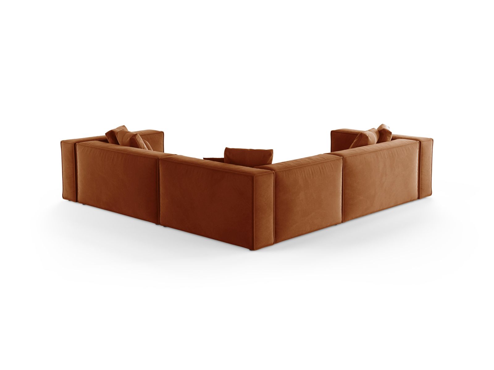 Elegantes 5-Sitzer Ecksofa Symmetric Aveiro in warmem Terracotta, ideal für einladende und moderne Wohnräume.