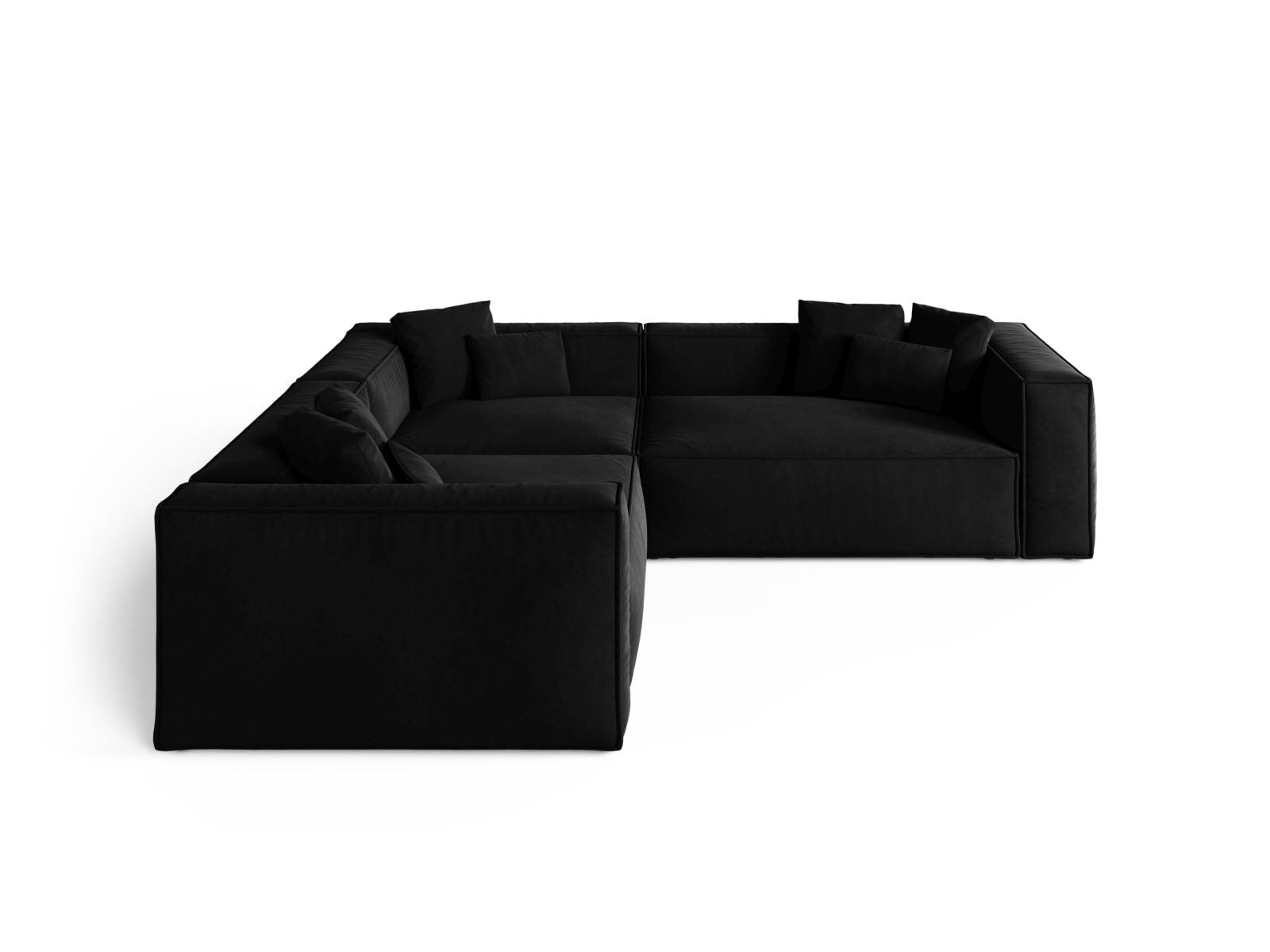 Elegantes 5-Sitzer Ecksofa Symmetric Aveiro in stilvollem Schwarz, ideal für moderne Wohnräume, von Cosmopolitan Design.