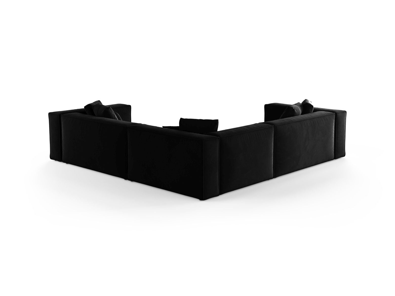 Elegantes 5-Sitzer Ecksofa Symmetric Aveiro in klassischem Schwarz, ideal für einladende Wohnräume und entspannte Stunden.