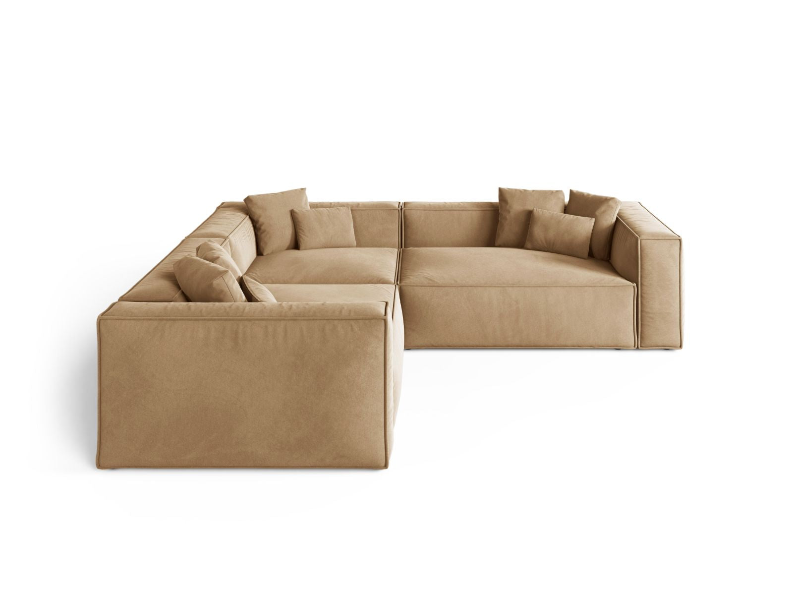 Elegantes 5-Sitzer Ecksofa Symmetric Aveiro in stilvollem Sand-Casino, ideal für moderne Wohnräume und gemütliche Abende.