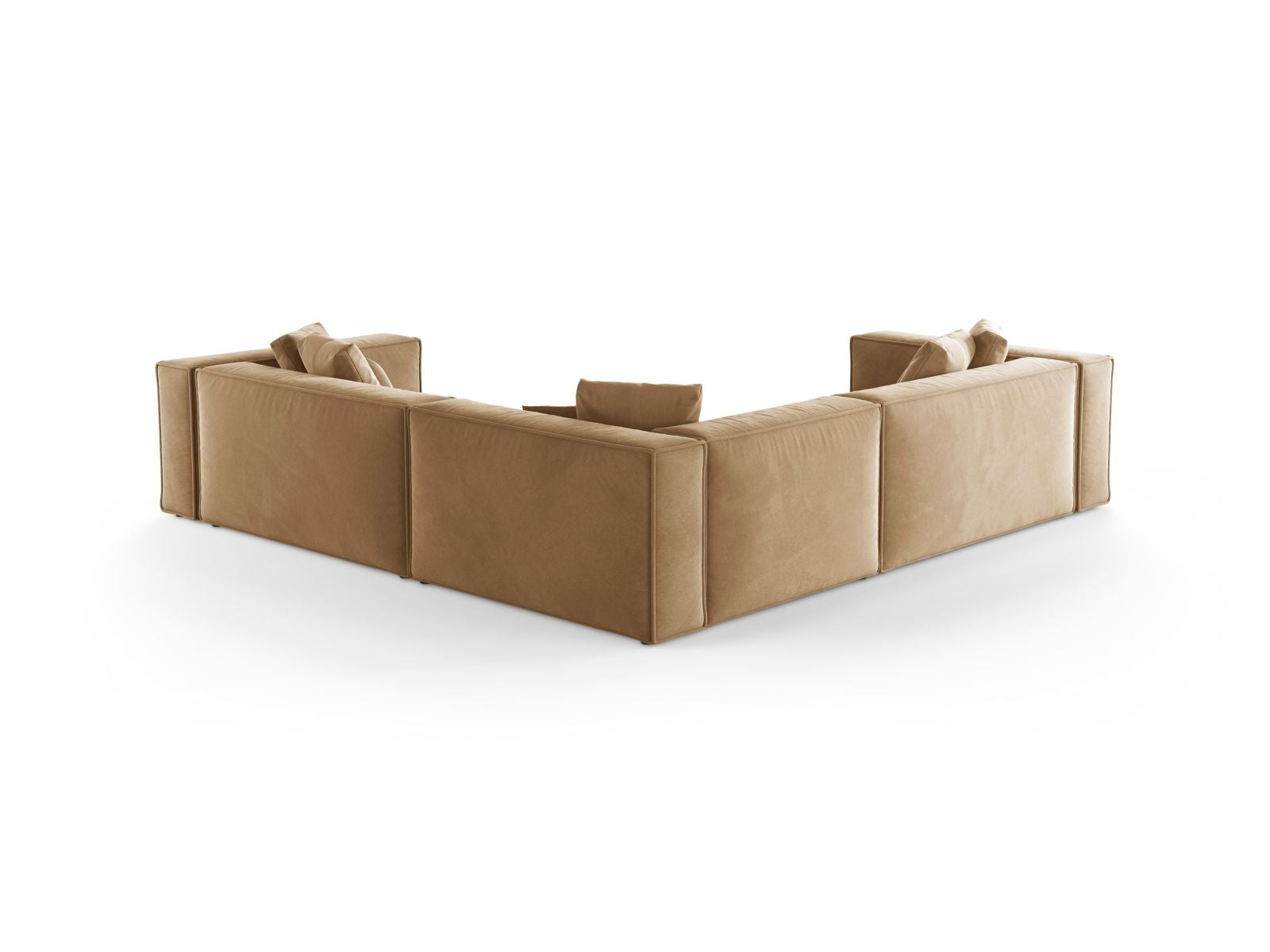 Elegantes 5-Sitzer Ecksofa Symmetric Aveiro in warmen Erdtönen, ideal für gemütliche Abende und modernes Wohndesign.