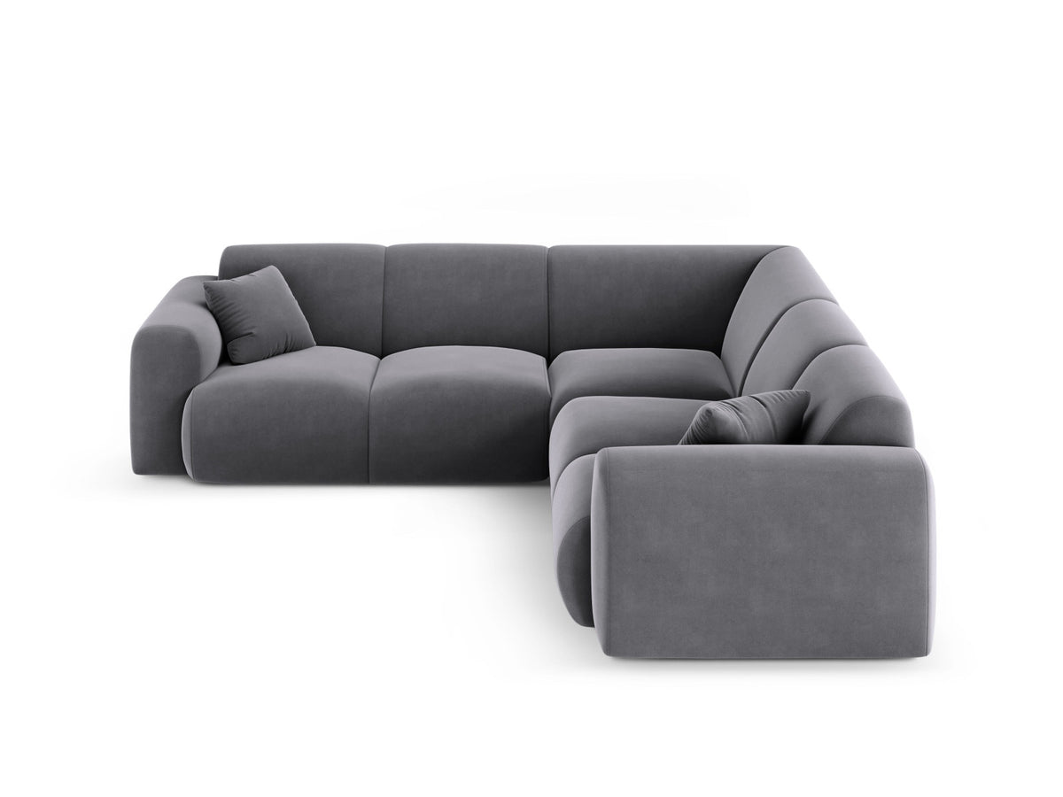 Nolio Velour Symmetrical Ecksofa 5 Sitzer 252cm in Dark Grey-Casino präsentiert im Onlineshop von KAQTU Design AG. Ecksofa ist von Cosmopolitan Design