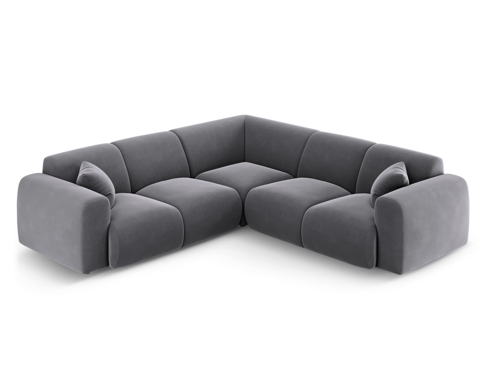 Nolio Velour Symmetrical Ecksofa 5 Sitzer 252cm in Dark Grey präsentiert im Onlineshop von KAQTU Design AG. Ecksofa ist von Cosmopolitan Design