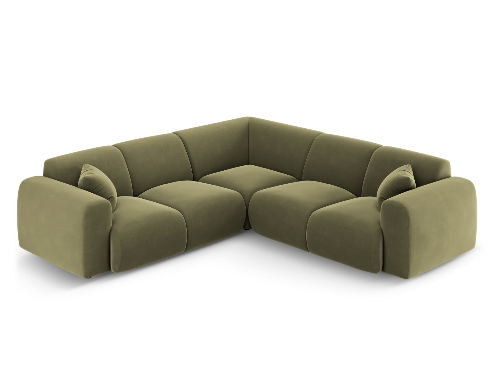 Nolio Velour Symmetrical Ecksofa 5 Sitzer 252cm in Light Green präsentiert im Onlineshop von KAQTU Design AG. Ecksofa ist von Cosmopolitan Design