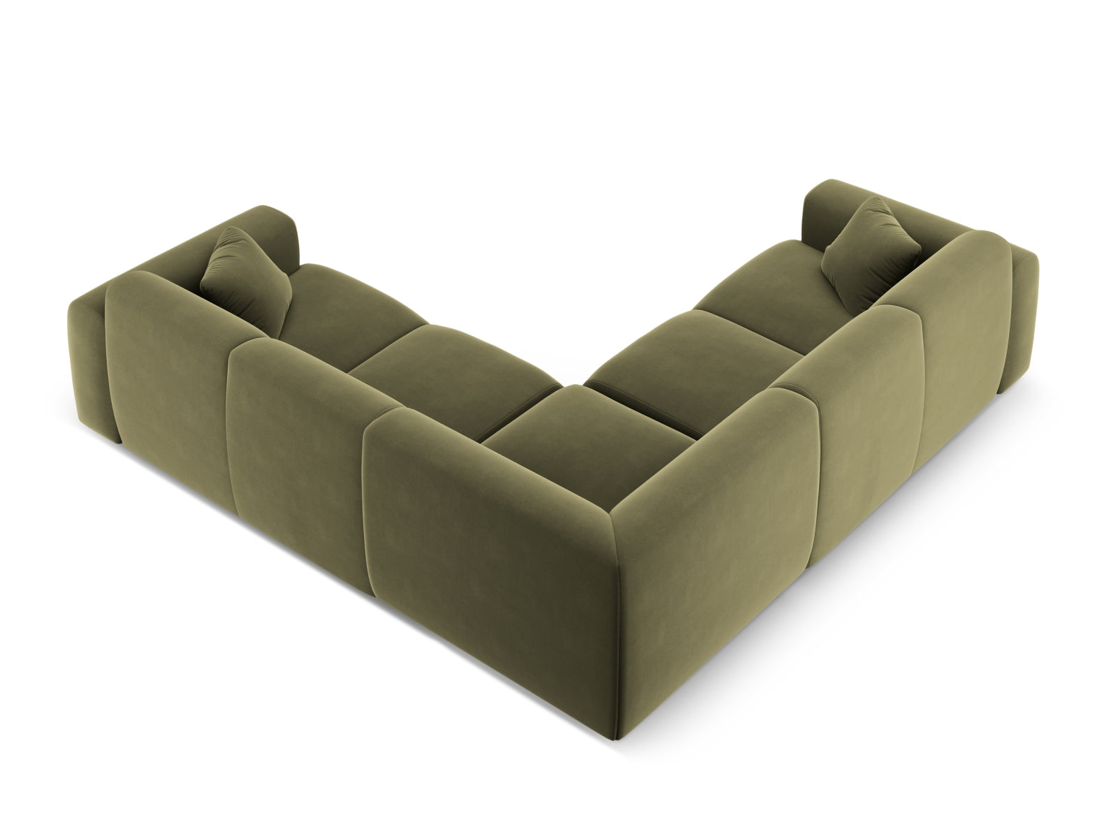 Nolio Velour Symmetrical Ecksofa 5 Sitzer 252cm in Light Green präsentiert im Onlineshop von KAQTU Design AG. Ecksofa ist von Cosmopolitan Design