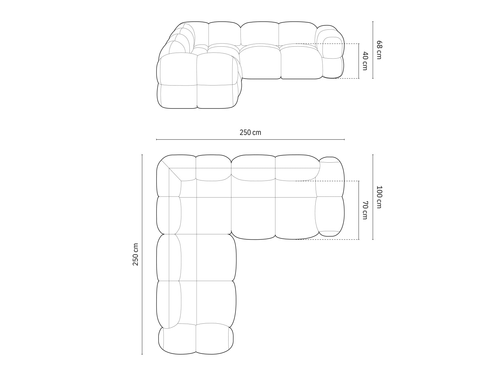 Modernes Loretto Ecksofa in stilvollem Grau, 250 cm, bietet Platz für 4 Personen und verleiht jedem Raum eine elegante Note.