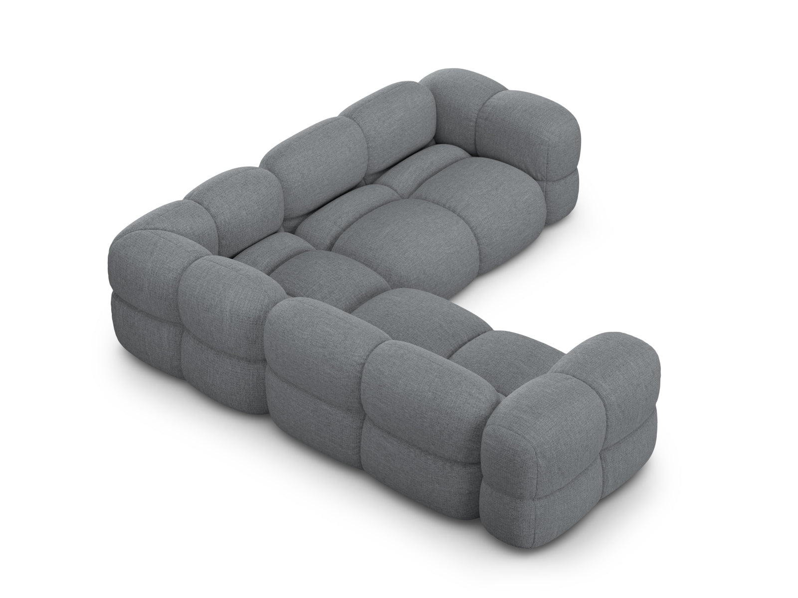 Modernes Loretto Ecksofa in stilvollem Grau, 250 cm, bietet Platz für 4 Personen und vereint Funktionalität mit zeitgemäßem Design.