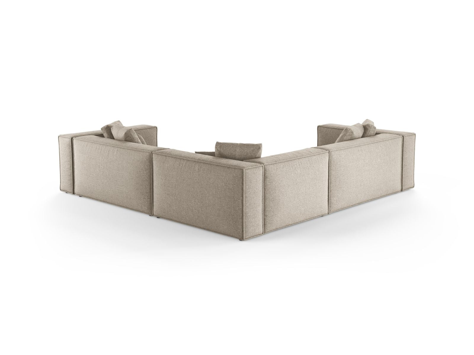 Elegantes 5-Sitzer Ecksofa Symmetric Aveiro in dunkelbeige, ideal für gemütliche und moderne Wohnräume, von Cosmopolitan Design.