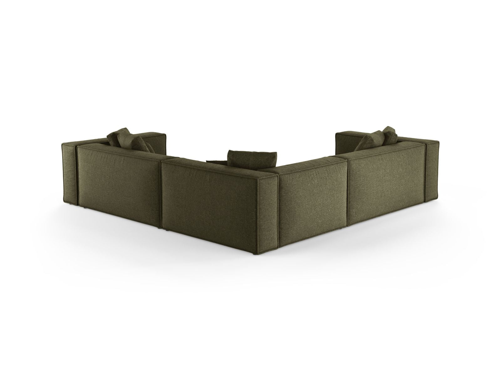 Elegantes 5-Sitzer Ecksofa Symmetric Aveiro in trendigem Grünton, ideal für gemütliche und moderne Wohnräume von Cosmopolitan Design.