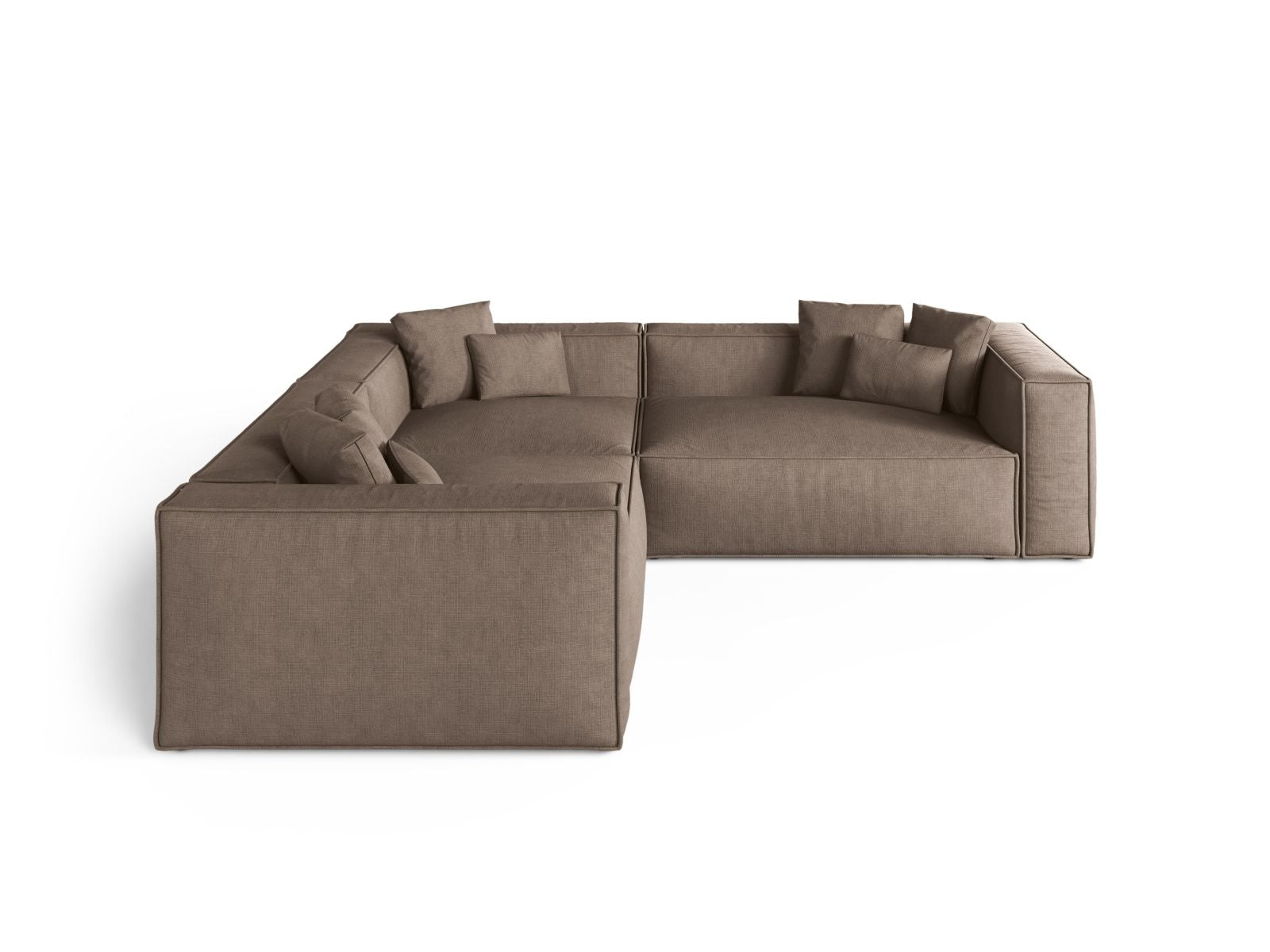 Elegantes 5-Sitzer Ecksofa Symmetric Aveiro in stilvollem Cappuccino-Liberty, ideal für moderne Wohnräume.