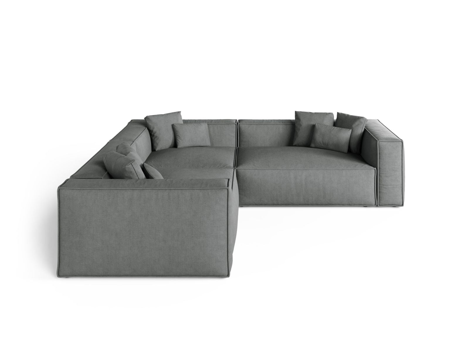 Modernes 5-Sitzer Ecksofa Symmetric Aveiro in stilvollem Grau, ideal für gemütliche Wohnzimmer und entspannte Abende.