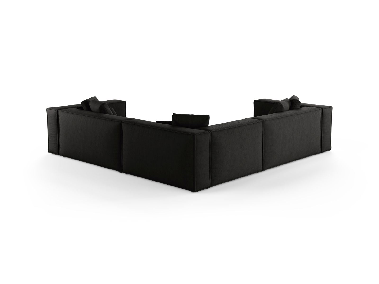 Elegantes 5-Sitzer Ecksofa Symmetric Aveiro in klassischem Schwarz, ideal für gemütliche Abende und stilvolle Einrichtung.