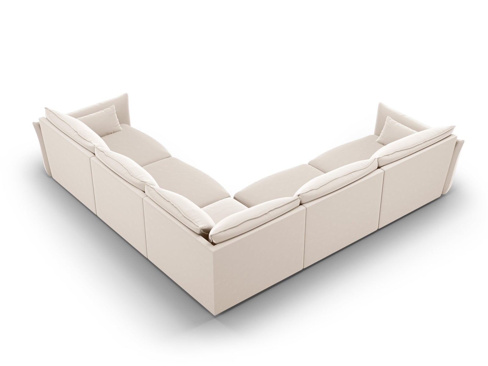 Beige 7-Sitzer Ecksofa Symmetric Matera von Cosmopolitan Design, modern und komfortabel, ideal für gesellige Abende im Wohnzimmer.