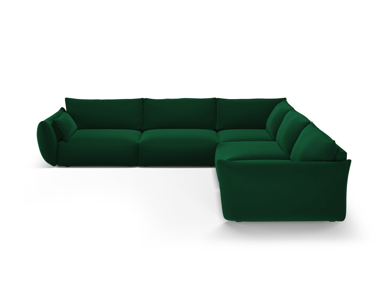 Elegantes 7-Sitzer Ecksofa Symmetric Matera in tiefem Flaschengrün, ideal für stilvolle Wohnräume und gemütliche Abende.