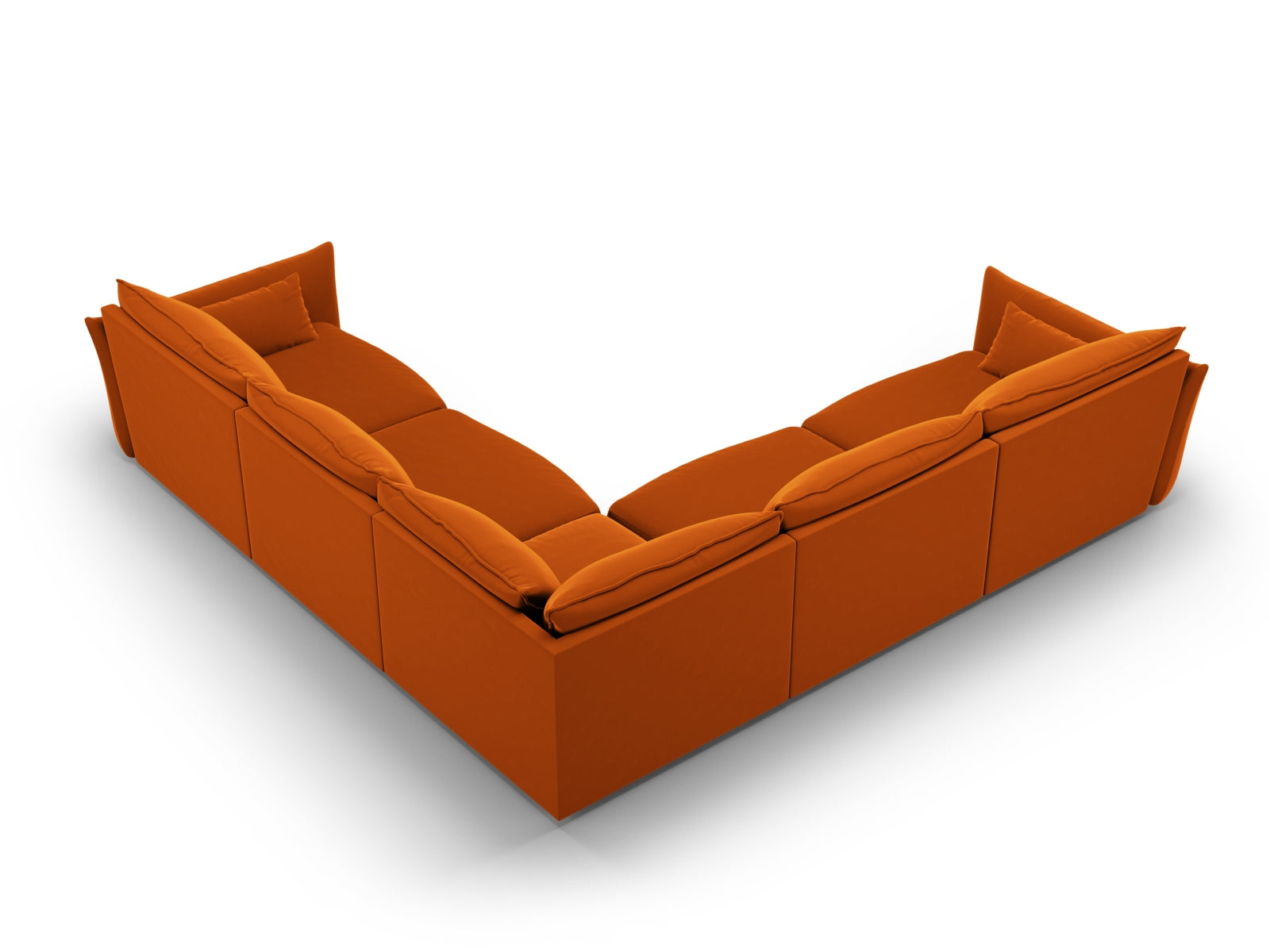 Elegantes 7-Sitzer Ecksofa Symmetric Matera in warmem Terracotta, ideal für einladende und moderne Wohnräume.